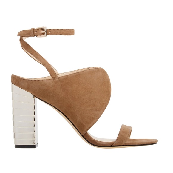 Leatherette Block Mirror Heel Ankle Strap Sandal - Picture 2 of 5